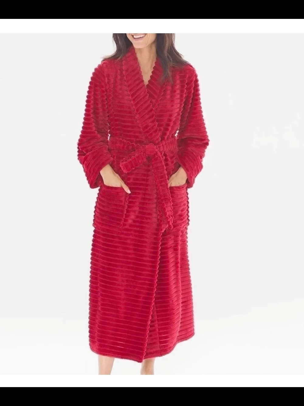 Soma Ribbed Fleece Long Bathrobe Size XL